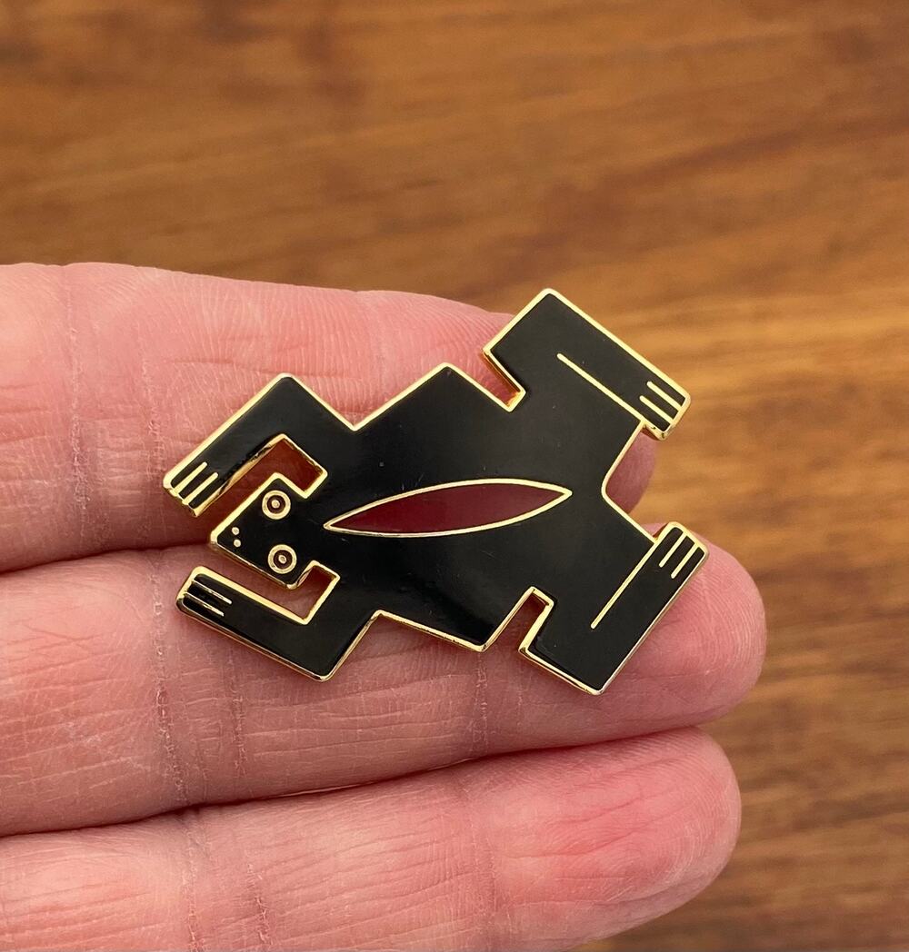 Vintage Laurel Burch FROG Brooch Black and Maroon Cloisonne 1980s